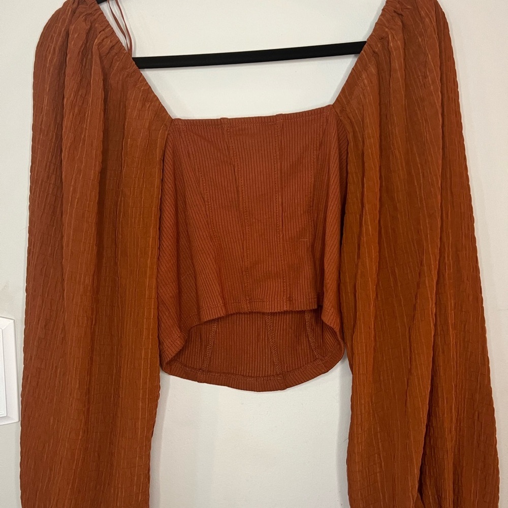 Urban Outfitters NWT Claudia Rust Puff Sleeve Top- NWT - Picture 7 of 7